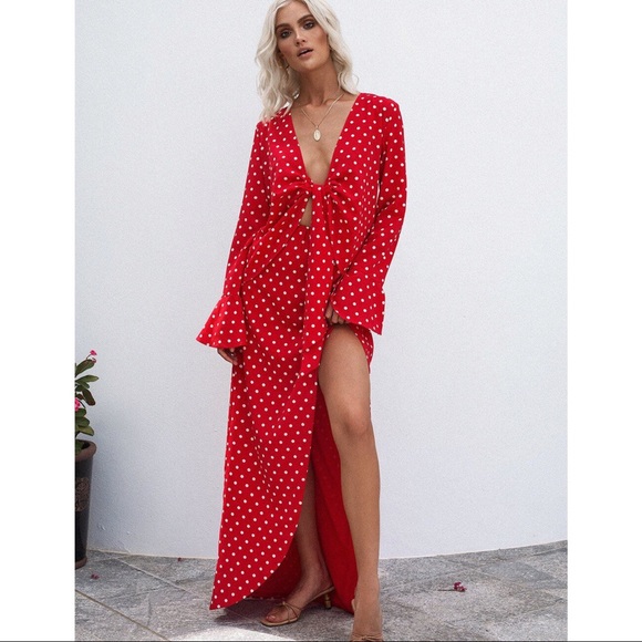 Sabo Skirt Dresses & Skirts - Sabo Skirt Luxe Dotti Red Polka Dot Maxi Dress M